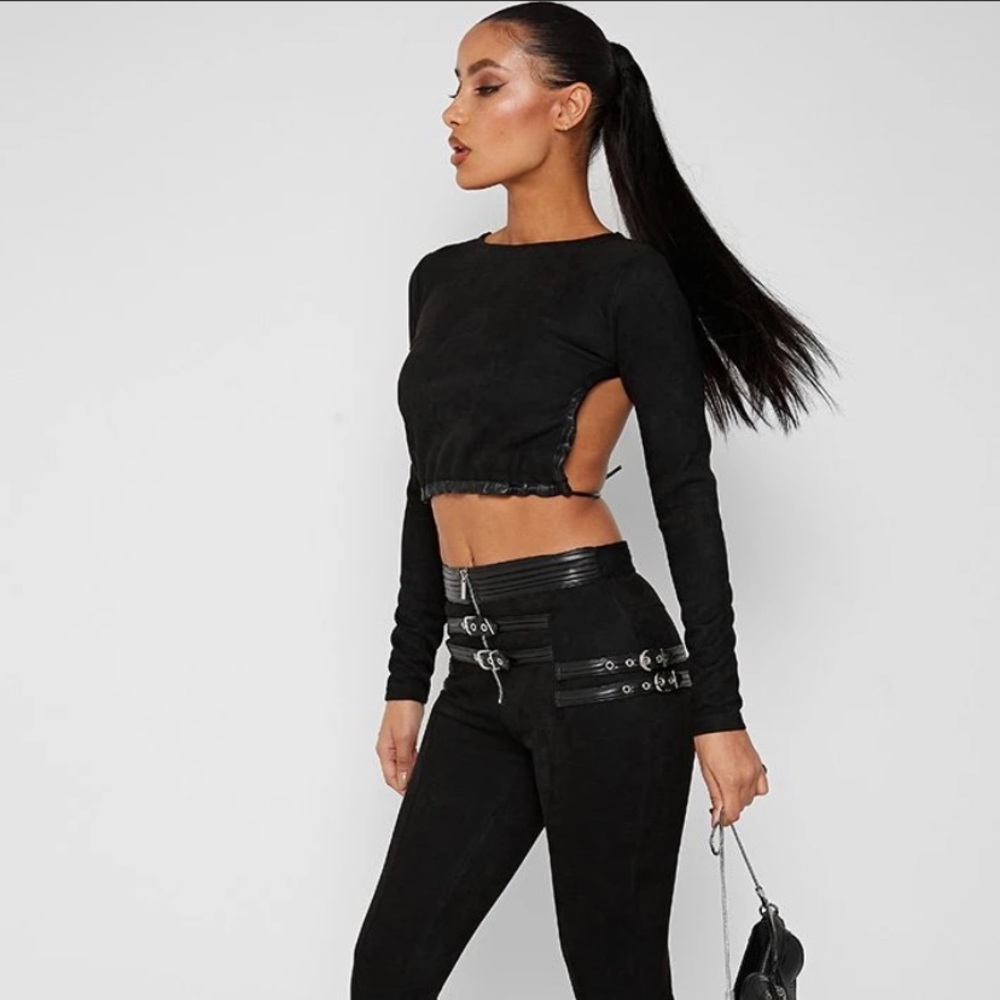 VEGAN SUEDE BACKLESS TOP - BLACK🖤